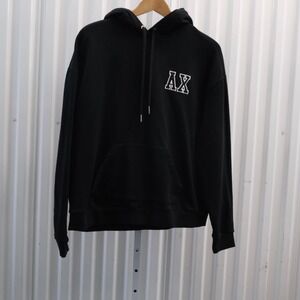Armani Exchange AX Black Hoodie Sweatshirt Mens Size L Logo Graphic Front Pocket